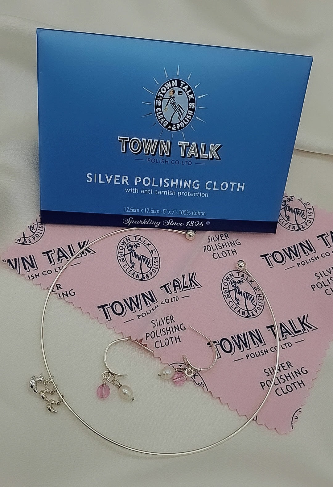 Paño de limpieza para joyas de plata Town Talk con protección anti manchas