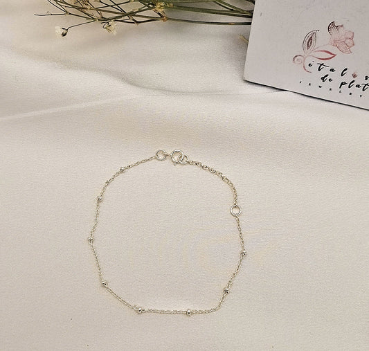 Pulsera de plata de ley. De bolitas 